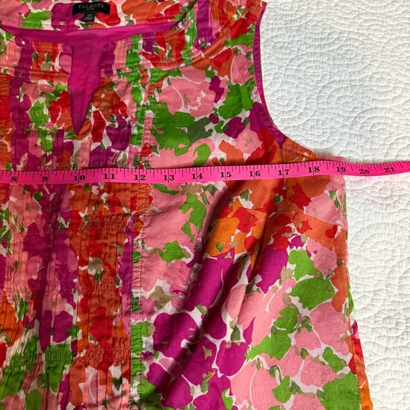 Pink and Orange Pleated Sleeveless Blouse - Picture 7 of 9